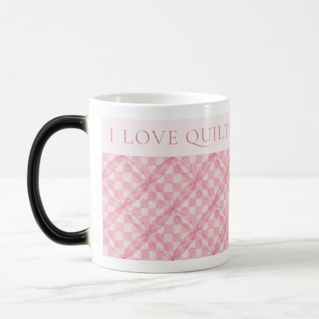 Caneca Mágica PINK VERIFIQUE QUILT Morphing Mug + Text / Blush (Esquerda)