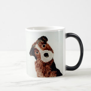 Caneca Mágica Pintura De Cachorro Castanho Terrier Pintura De Pe