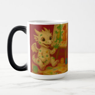 Caneca Mágica pintura de dedo do dragão branco-grande-gordo