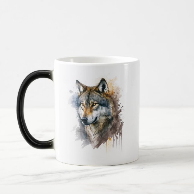 Caneca Mágica Pintura de Wolf Watercolor (Esquerda)