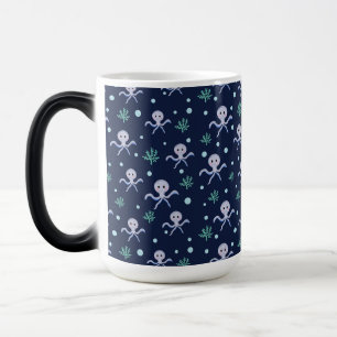 Caneca Mágica Polvo sob o padrão infantil marinho
