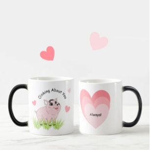 Caneca Mágica Porco rosa fofo para o Dia dos Namorados