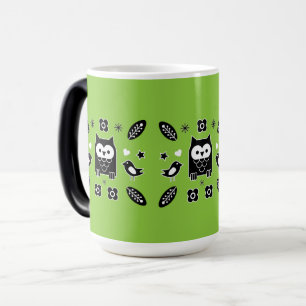 Caneca Mágica Presente de Arte Folclórica de Coruja Escandinava