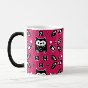 Caneca Mágica Presente de Arte Folclórica de Coruja Escandinava