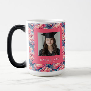 Caneca Mágica Presente de Formatura com Padrão de Peônias Fofas