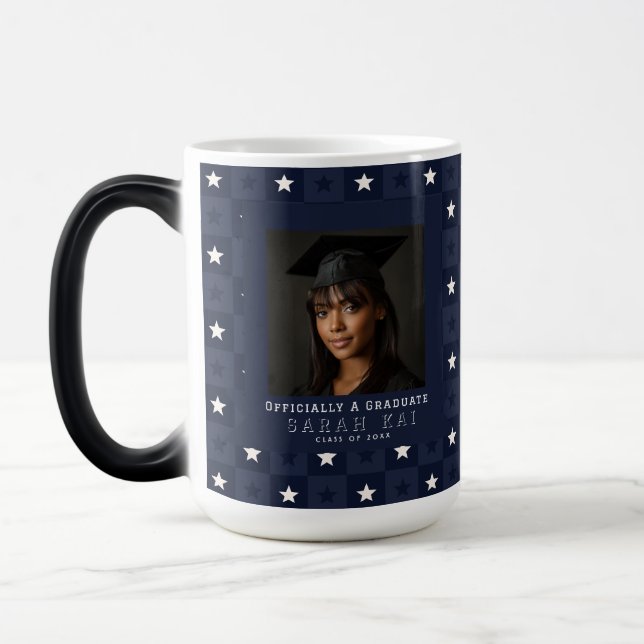 Caneca Mágica Presente de Formatura de Marido com Padrão Quadrad (Esquerda)