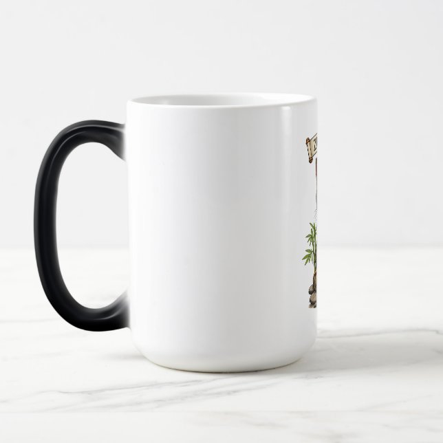 Caneca Mágica Presente de Gato Tabby Cinza Divertido e Relax Mes (Esquerda)