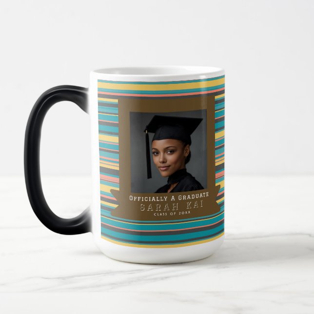 Caneca Mágica Presente de Graduação Mãe com Estampa de Listras Ú (Esquerda)