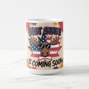 Caneca Mágica Presente de Humor de Alce Patriótico do 51º Estado
