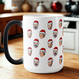 Caneca Mágica Presente de Natal Personalizado do Face Santa Hat 