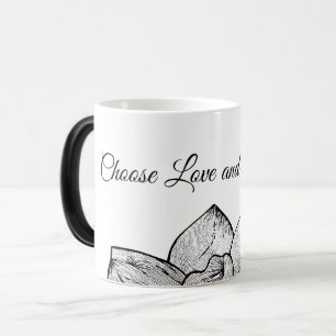 Caneca Mágica Preto e Branco "Escolha Amor e Gentileza"