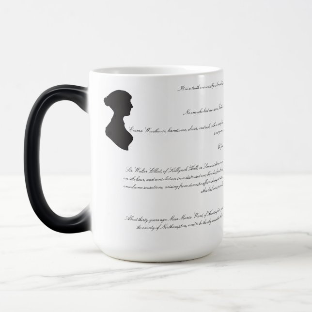 Caneca Mágica Primeiras Linhas de Romances de Jane Austen (Esquerda)