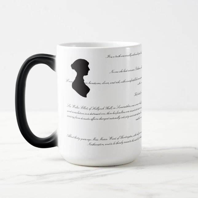 Caneca Mágica Primeiras Linhas de Romances de Jane Austen (Esquerda)