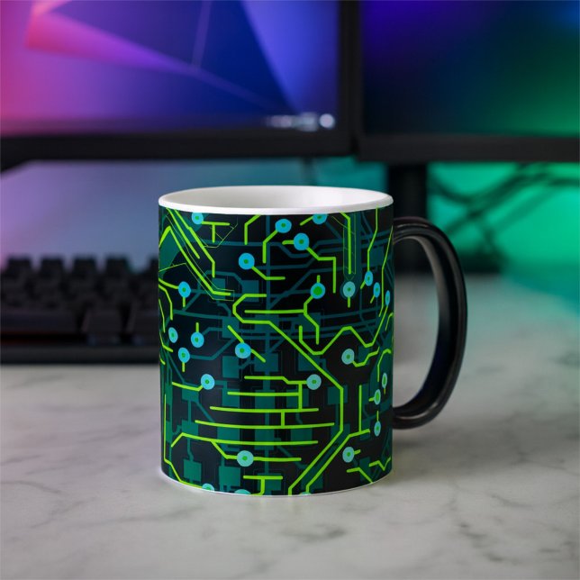 Caneca Mágica Processo de roteamento Abstrato preto verde modern (Criador carregado)