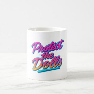 Caneca Mágica Proteja as Bonecas Arte Neon Retro