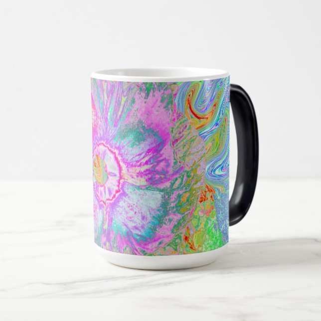 Caneca Mágica Psicodélico, Rosa Quente e Hibisco Ultra-Violeta (Frente Esquerda)