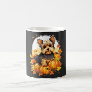 Caneca Mágica Pumpkin Yorkie Cachorro Dia das Bruxas Ação de Gra