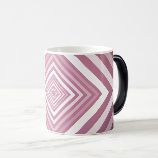 Caneca Mágica Quadrados de Gradação Brancos e Rosa Modernos (Frente Esquerda)