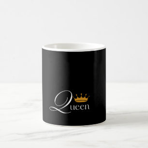 Caneca Mágica "Queen Energy: Black Mug com Bold 'Queen' Design"