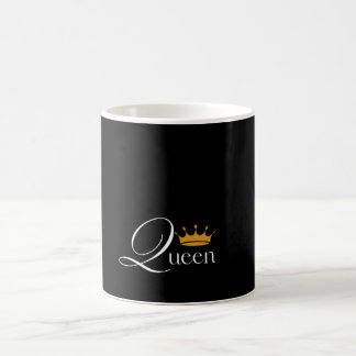 Caneca Mágica "Queen Energy: Black Mug com Bold 'Queen' Design"