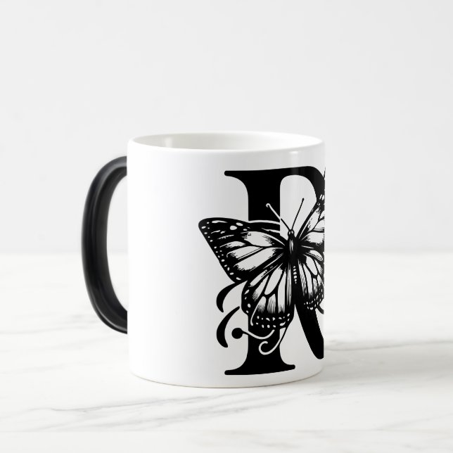 Caneca Mágica R Alphabet black butterfly (Frente Esquerda)