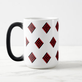 Caneca Mágica Red and Black Geometric Diamond Pattern Modern Tot
