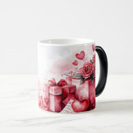 Caneca Mágica Red Gift and Roses Valentines