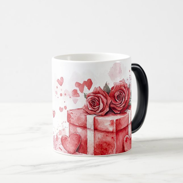 Caneca Mágica Red Gift and Roses Valentines (Frente Esquerda)