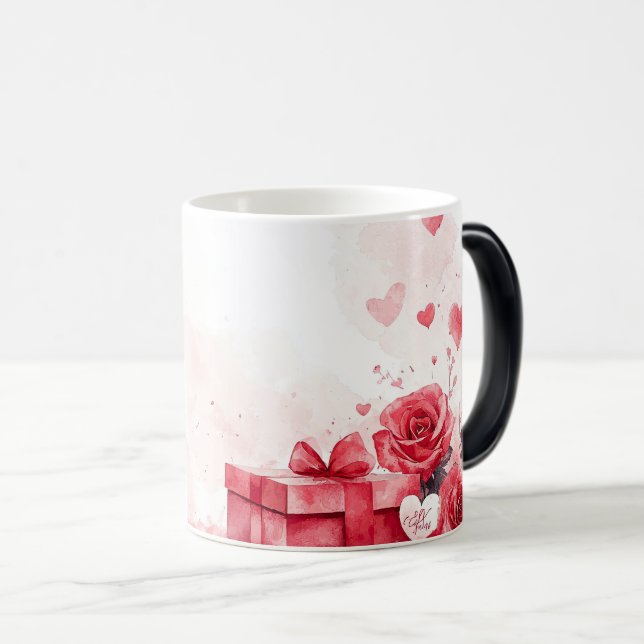 Caneca Mágica Red Gift and Roses Valentines (Frente Esquerda)