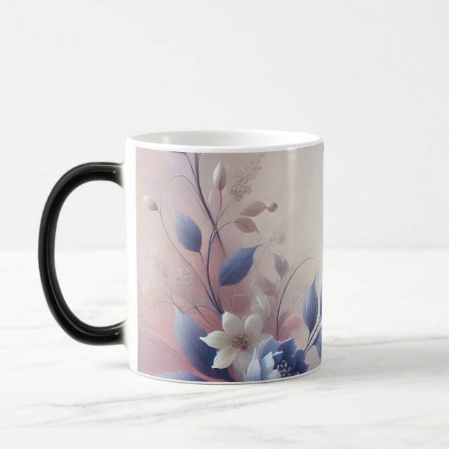 Caneca Mágica Relógio de Parede Floral Abstrato (Esquerda)
