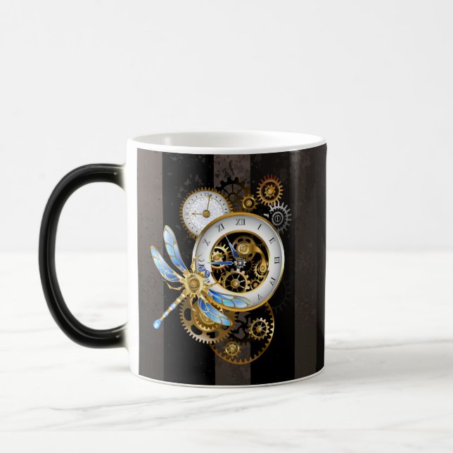 Caneca Mágica Relógio Steampunk com Dragonfly Mecânica (Esquerda)