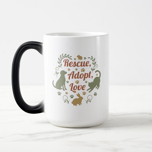 Caneca Mágica Rescue, Adopt, Love (Esquerda)