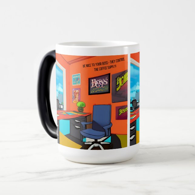 Caneca Mágica Respeito Humorístico: Celebrando o Humor do Chefe (Frente Esquerda)