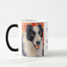 Caneca Mágica Retrato de Border Collie em Pintura Digital