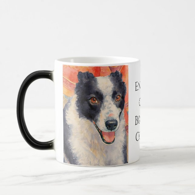 Caneca Mágica Retrato de Border Collie em Pintura Digital (Esquerda)