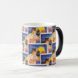 Caneca Mágica Retro Hawaii Flower Girl Art