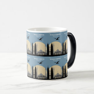 Caneca Mágica Retro Kuala Lumpur Viagem: Linha do horizonte