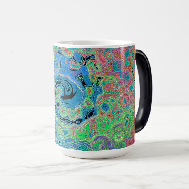 Caneca Mágica Rolha de Abstrato com rolha azul de aquarela com r (Frente Esquerda)