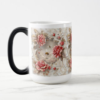 Caneca Mágica Rosas 3D Elegantes, Abelhas E Beleza Botânica