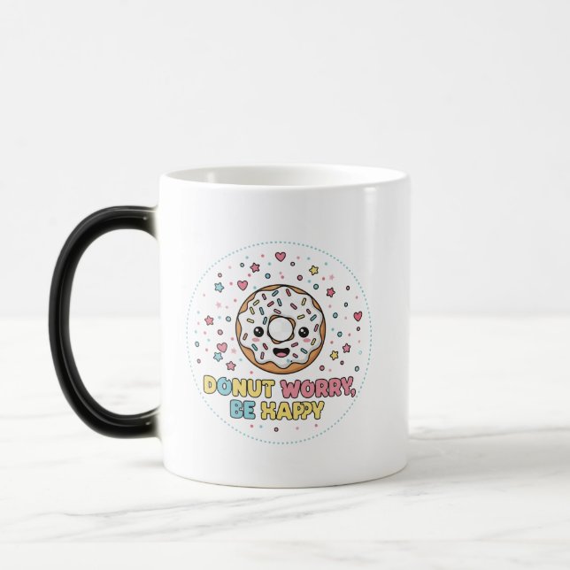Caneca Mágica Rosquinha Preocupada, Seja feliz (Esquerda)
