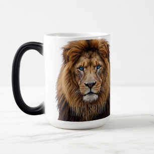 Caneca Mágica Rosto de Leão Majestoso com Olhos Azuis Anima Fa