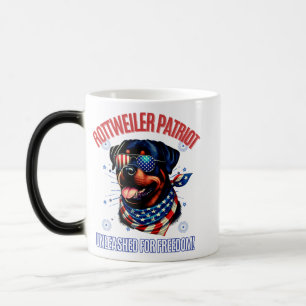 Caneca Mágica Rottweiler 4 de julho Bandeiras Americanas