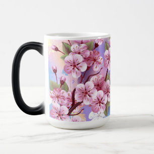 Caneca Mágica Sakura rosa no fundo da pintura