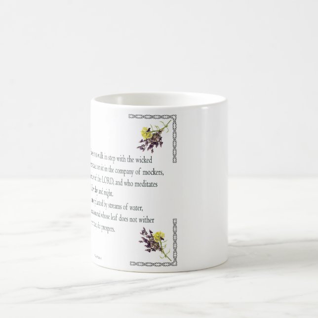 Caneca Mágica Salm 1 Art - Abençoado, Direito, com Design Floral (Centro)