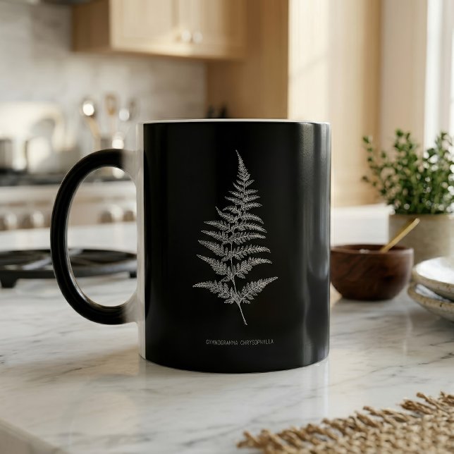 Caneca Mágica Samambaia Dourada, Gymnogramma Chrysophylla (Golden Fern Frond, Gymnogramma Chrysophylla. Color Morph Mug)