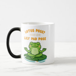 Caneca Mágica Sapo Engraçado Yoga Cartoon Lotus Lily Pad Design