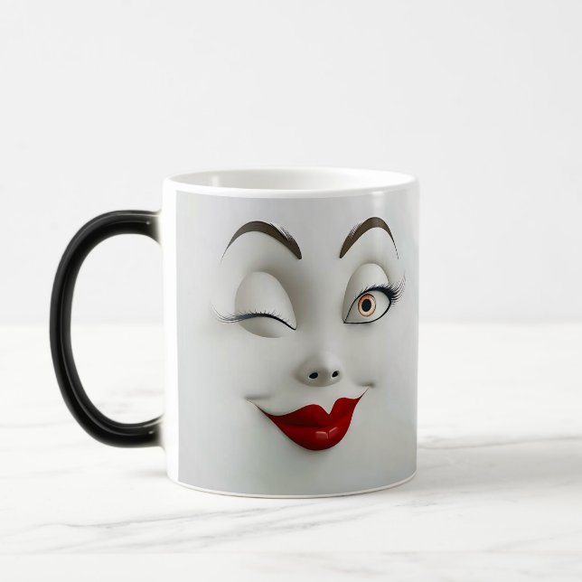 Caneca Mágica Sarcastic Women Face with Red Lips (Esquerda)