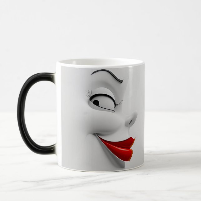 Caneca Mágica Sarcastic Women Face with Red Lips (Esquerda)