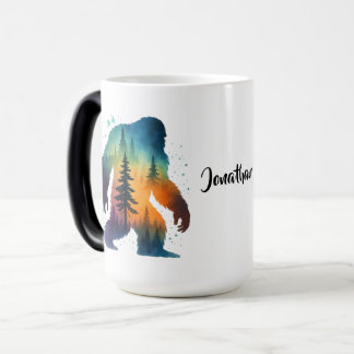 Caneca Mágica Sasquatch Bigfoot Watercolor Personalized Name Mug