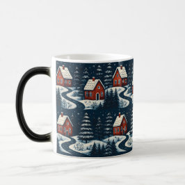 Caneca Mágica Scandinavian Folk Art Cozy Winter Cabin Mug